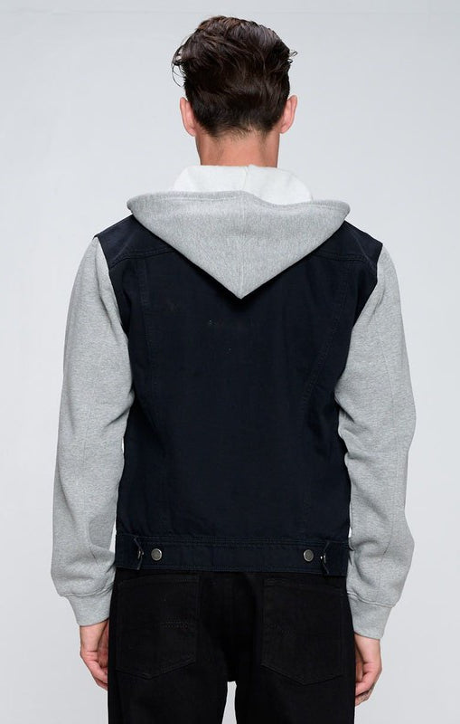 Men's Denim Jacket with Fleece Hoodies Blue Age