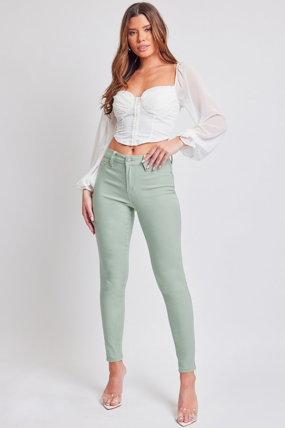 YMI Jeanswear Hyperstretch Mid-Rise Skinny Jeans Trendsi