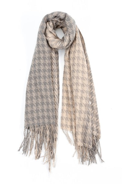 Houndstooth Two Toned Fashion Scarf |  BDBD-GREY-Os |  Casual Chic Boutique