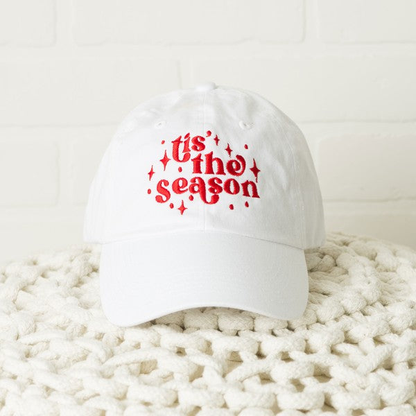 Embroidered Whimsical Tis The Season Canvas Hat |  White-Adult |  Casual Chic Boutique