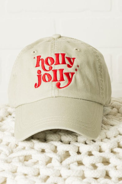 Embroidered Whimsical Holly Jolly Stars Canvas Hat |  Brown-Adult |  Casual Chic Boutique