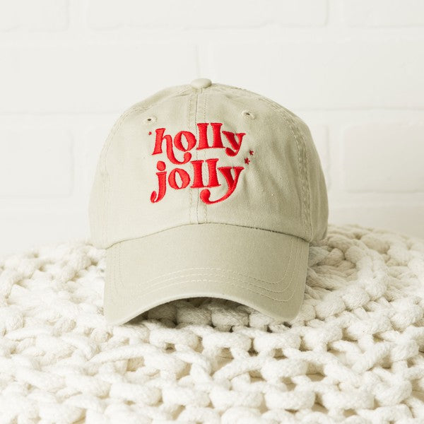 Embroidered Whimsical Holly Jolly Stars Canvas Hat |  Brown-Adult |  Casual Chic Boutique
