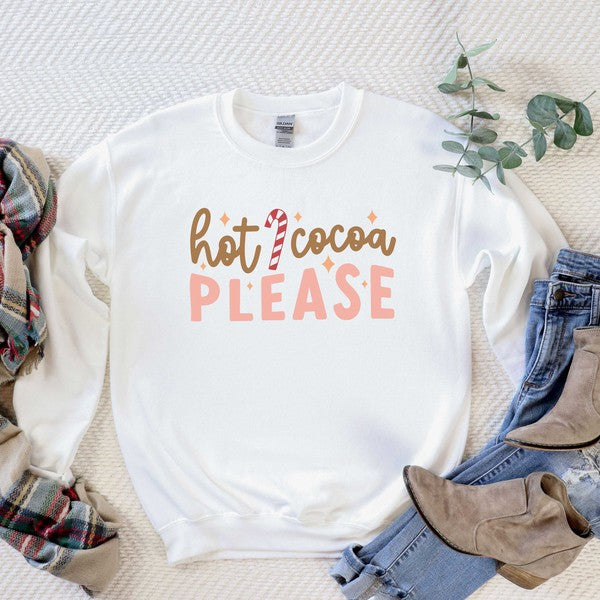 Hot Cocoa Please Graphic Sweatshirt Olive and Ivory Wholesale