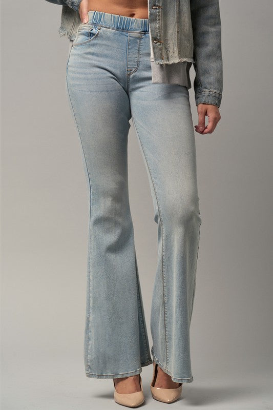 Elastic Banded Wide Flare Jeans Denim Lab USA
