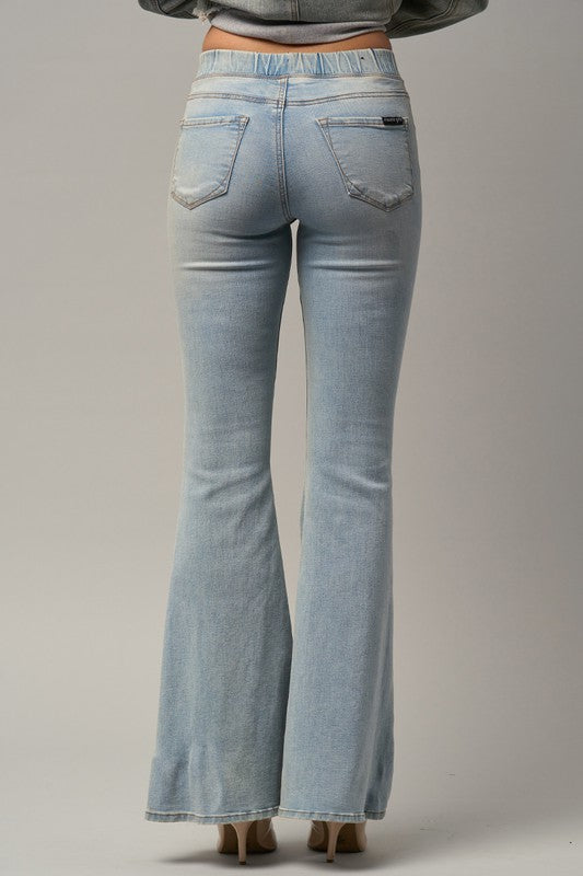 Elastic Banded Wide Flare Jeans Denim Lab USA