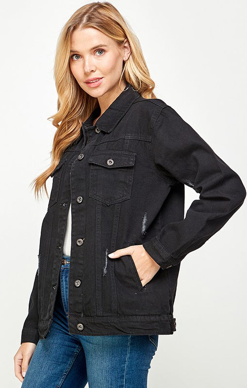 Women's Denim  Jacket with Fleece Hoodies Blue Age
