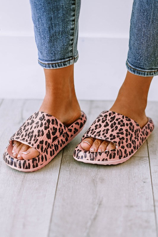 Leopard Print Thick Sole Slip On Slippers SHEWIN INC.