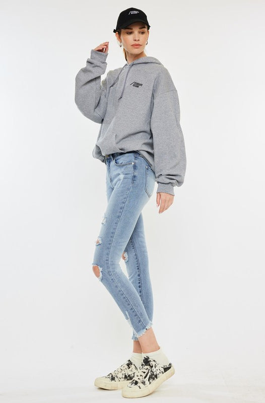 Mid Rise Distressed Ankle Skinny Jeans Kan Can USA