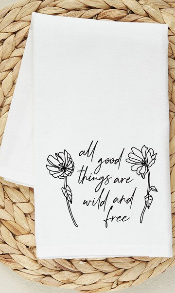 Wild And Free Flowers Tea Towel City Creek Prints