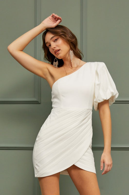 ONE SHOULDER RUFFLE DRESS Do + Be Collection