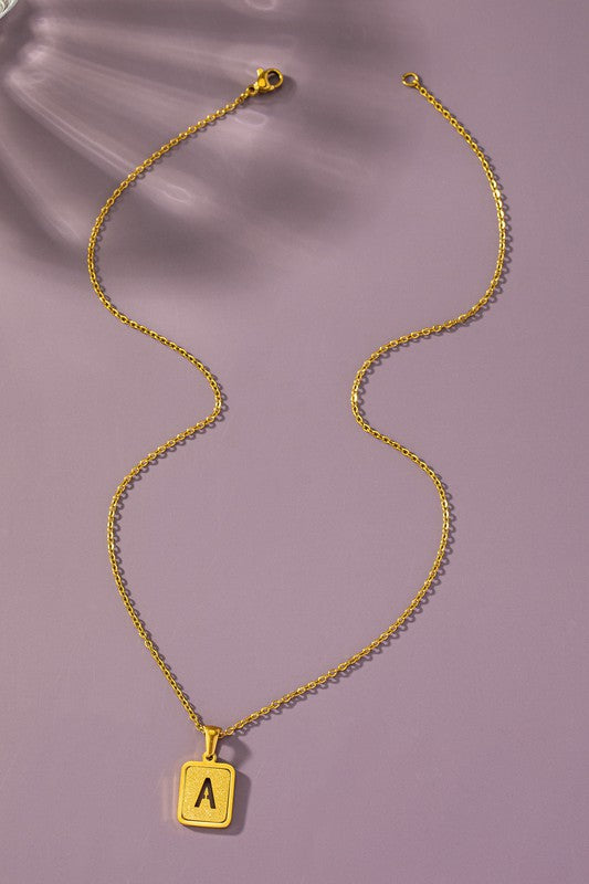 Brass diamond dust cut out initial necklace LA3accessories