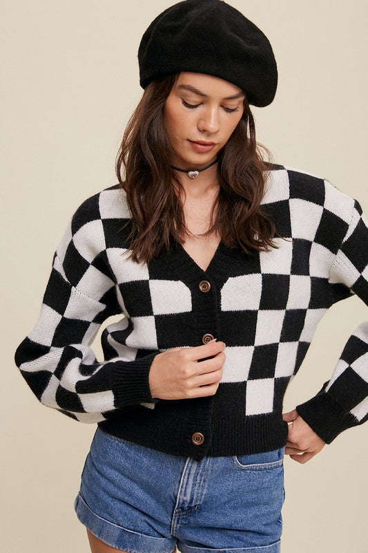 Bold Gingham Sweater Weaved Crop Cardigan Listicle