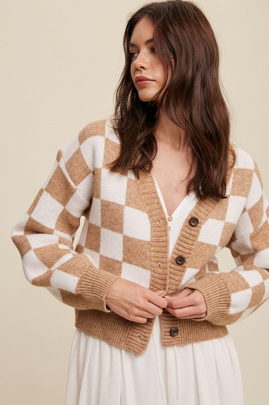 Bold Gingham Sweater Weaved Crop Cardigan Listicle
