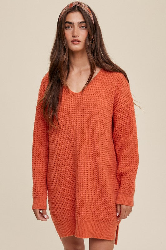 Slouchy V-neck Ribbed Knit Sweater Listicle