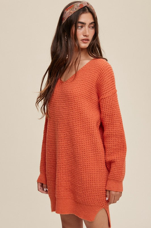 Slouchy V-neck Ribbed Knit Sweater Listicle