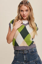 Argyle Cropped Sweater Vest Listicle