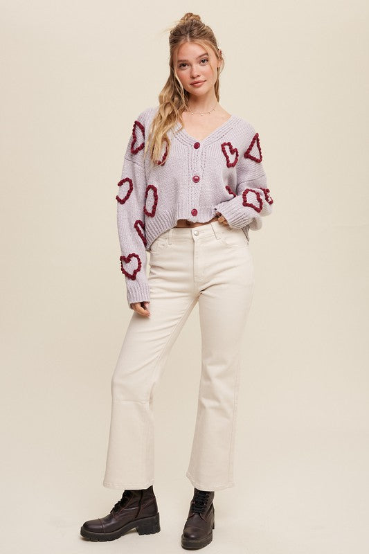 Lots of Love Knit Copped Heart Cardigan Listicle
