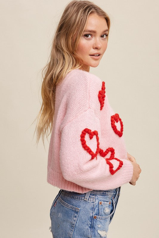 Lots of Love Knit Copped Heart Cardigan Listicle