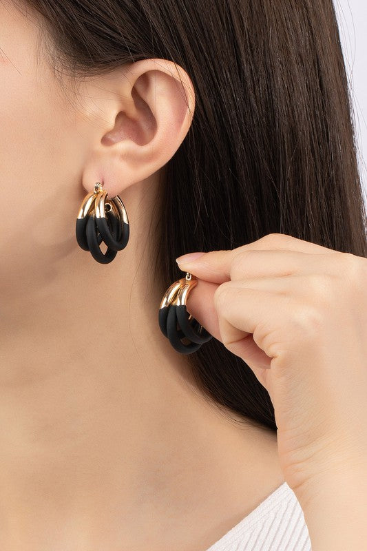 Triple layer tube hoop earrings with enamelcoating LA3accessories