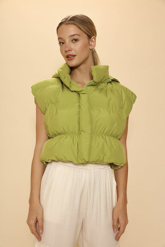 Cropped puffer vest with hood Miss Sparkling
