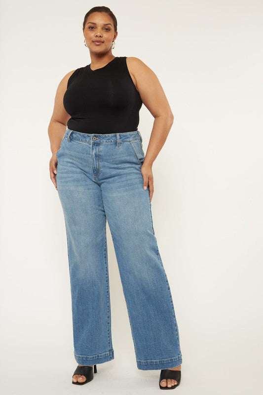 Plus High Rise Trouser Wide Leg Jeans Kan Can USA
