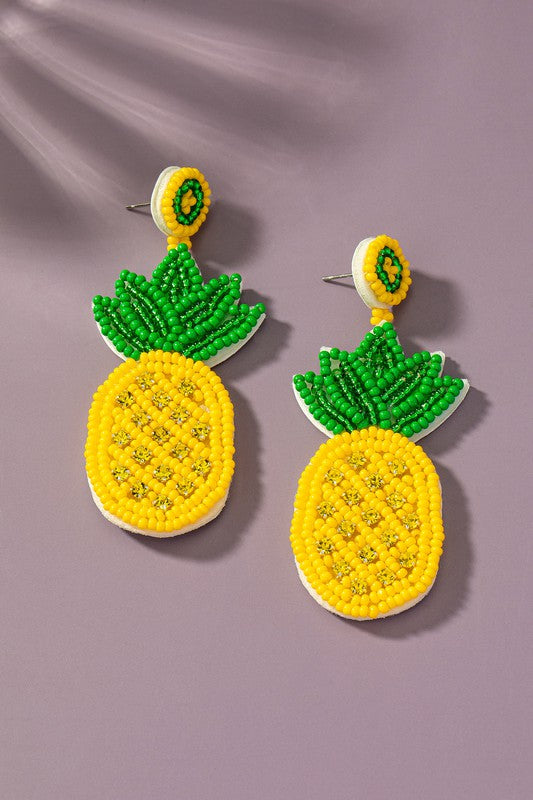 Large seed bead pineapple drop earrings LA3accessories