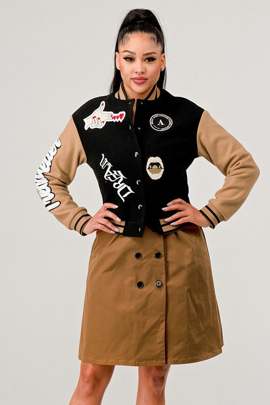 Athina Black Queen letterman Jacket Athina