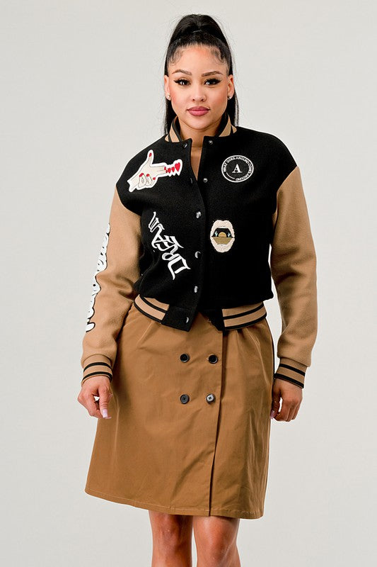 Athina Black Queen letterman Jacket Athina