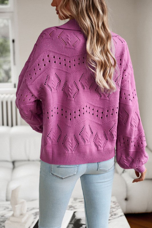 Knit long sleeve polo sweater Miss Sparkling