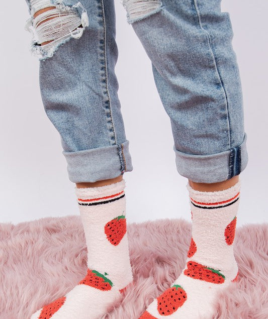 Berry - Women's fuzzy crew socks Oooh Yeah Socks