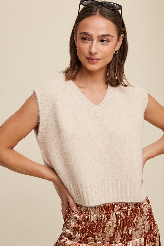 Soft Touch Cropped Knit Vest Listicle