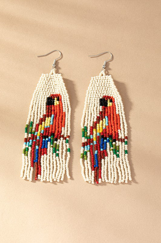 parrot seed bead drop earrings LA3accessories