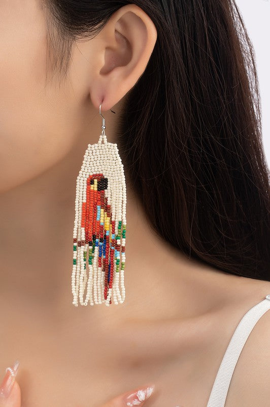 parrot seed bead drop earrings LA3accessories