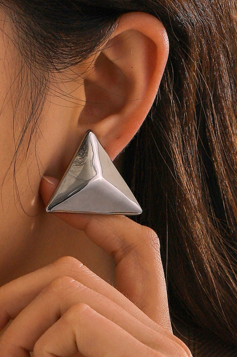 Stainless Steel 3D Triangle Earrings Trendsi