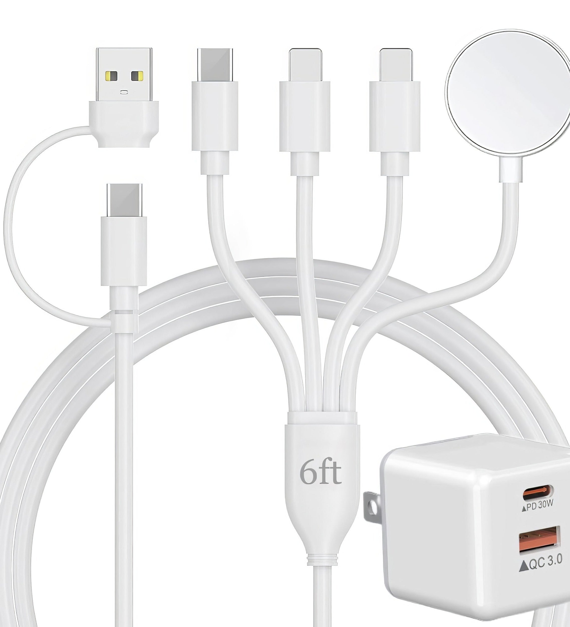 4-in-2 Multi Charging Cable with 36W Dual-Port Charging Block Top-Up - Smart charging solutions