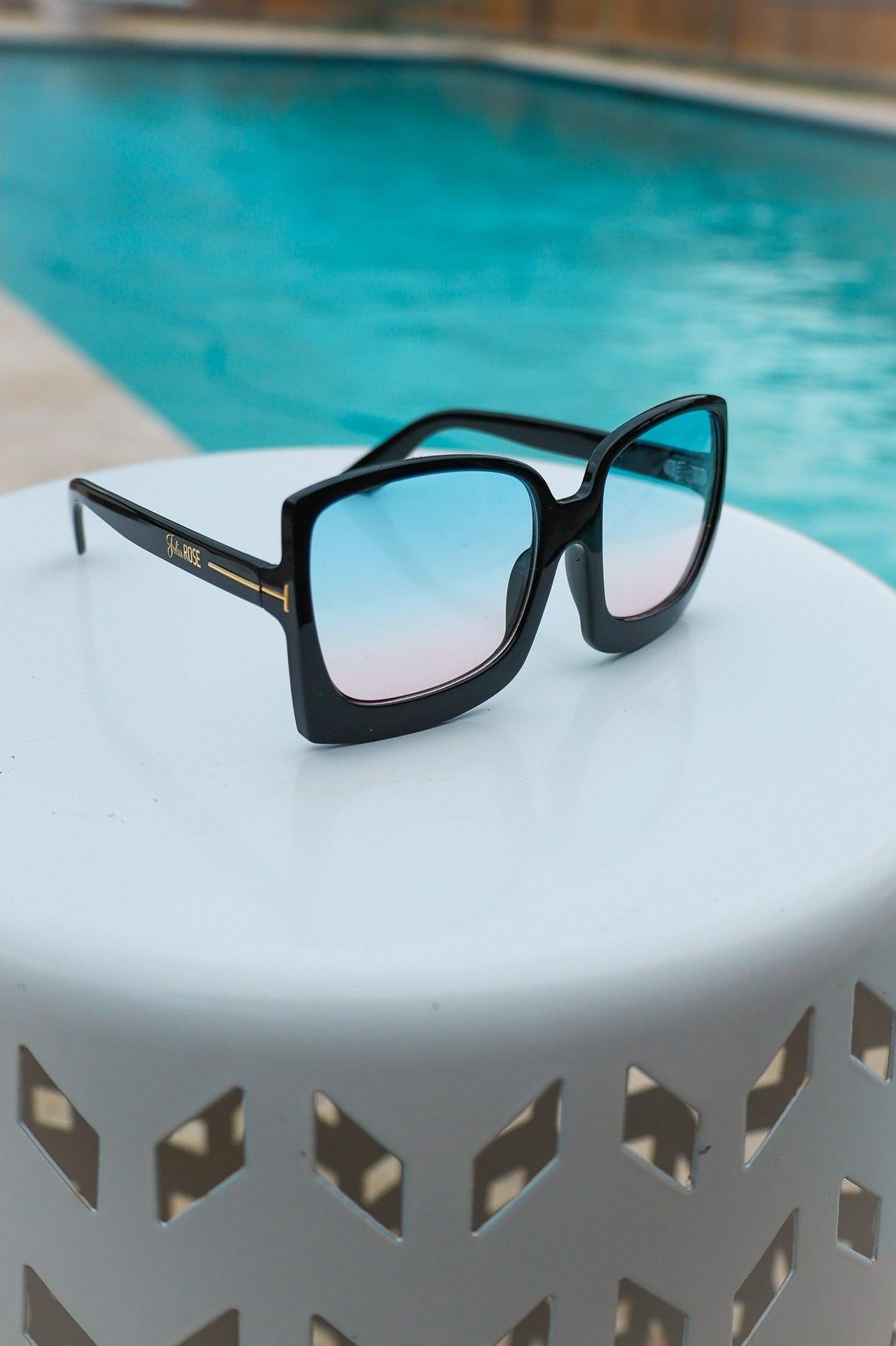 Ready to Ship | Black/Blue/ Pink Megan Oversized Gradient Sunglasses JuliaRoseWholesale