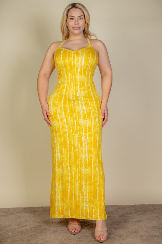 Plus Size Tie Dye Printed Cami Bodycon Maxi Dress Capella