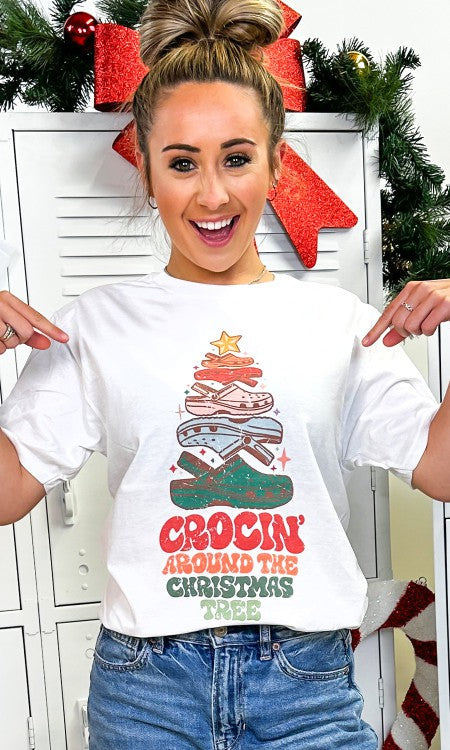 Crockin' Around the Christmas Tree Graphic T-Shirt Tees2urdoor