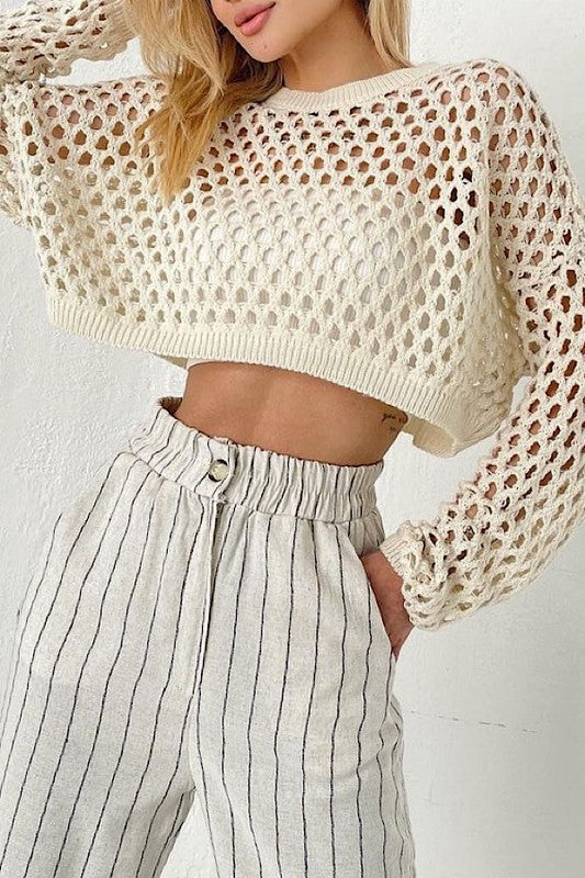 Open knit cropped top Miss Sparkling