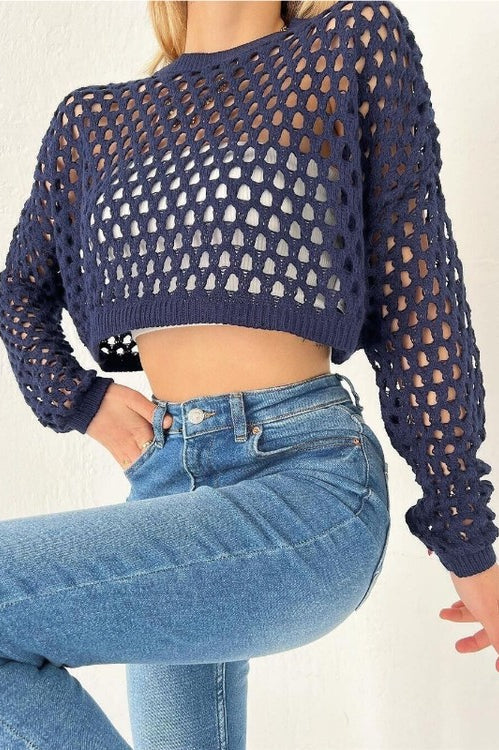 Open knit cropped top Miss Sparkling