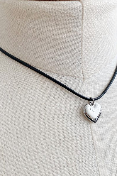 Black Cord Heart Drop Necklace Ellison and Young