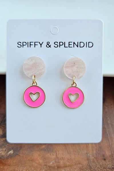 Amora Heart Earrings - Pink Spiffy & Splendid