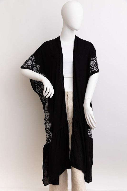 Boho Tribal Embroidered Longline Kimono Leto Accessories