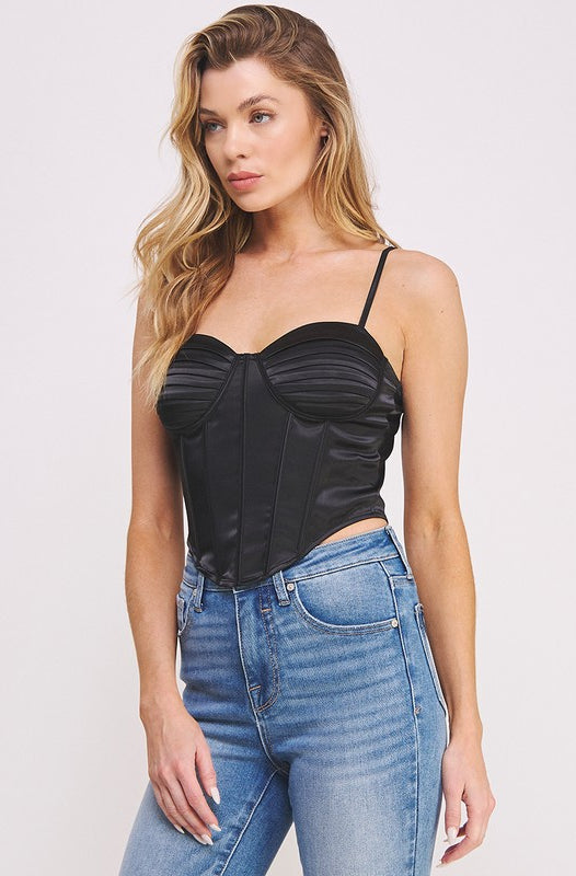 SATIN CORSET TOP SPECIAL A JEANS