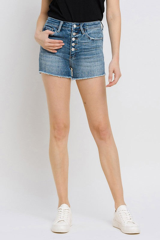 Super High Rise Button Up Stretch Shorts VERVET by Flying Monkey