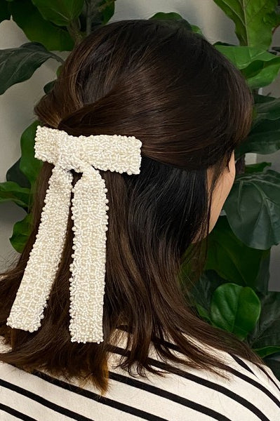 Luxe Beaded Pretty Bow Hair Clip Ellison and Young
