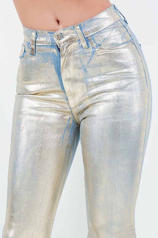 Bell Bottom Jean in Gold Foil GJG Denim