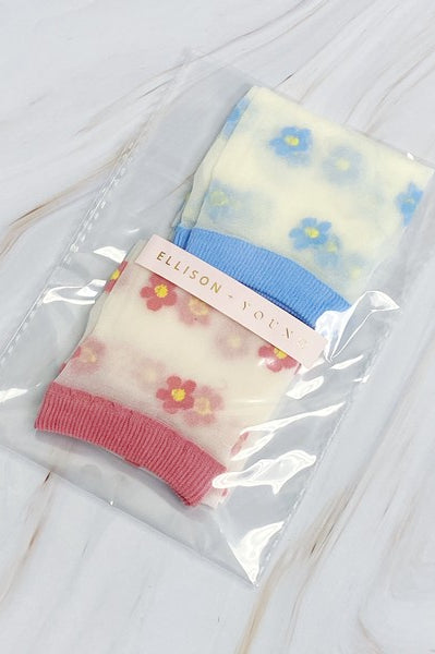 Mini Flower Sheer Socks Set Of 2 Pairs Ellison and Young