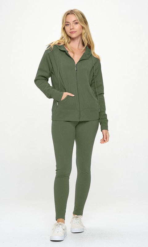 Basic Fall Casual Active Hoodie Set OTOS Active
