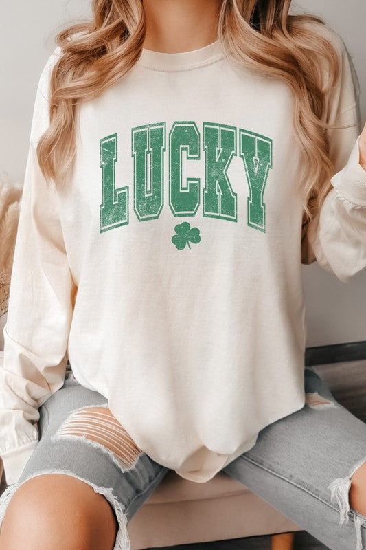 Lucky St Patrick's Day Comfort Colors Long Sleeve Wild Voices